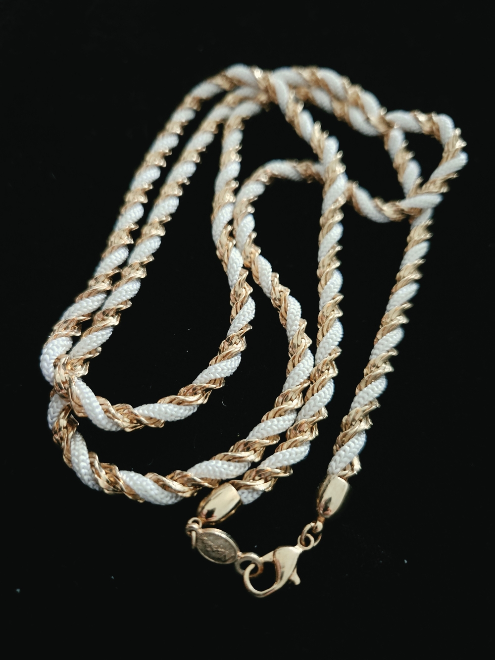 Vintage Napier Two-Tone White and Gold Twisted Rope Necklace - Vintage Jewelry